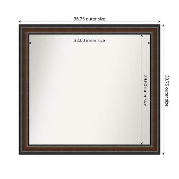 Amanti Art Cyprus Walnut 36.75 in. x 33.75 in. Custom Non-Beveled Wood Framed Bathroom Vantiy Wall Mirror