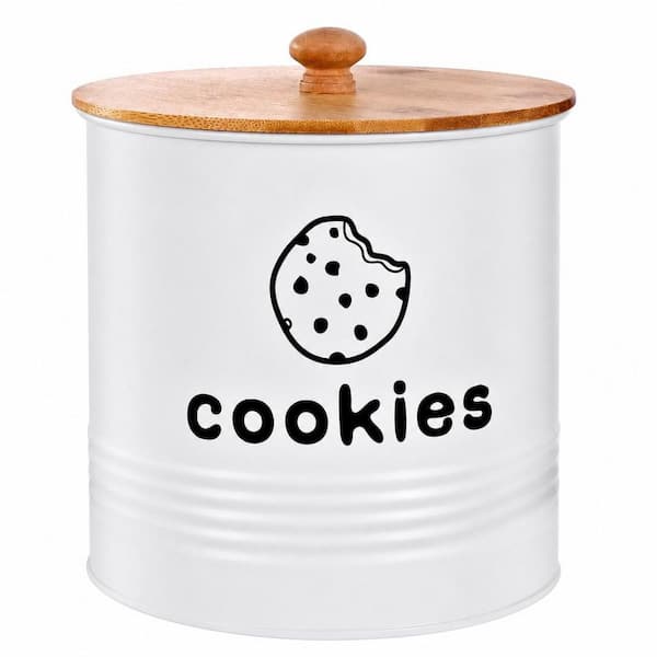 1 Piece Decorative White Airtight Cookie Jar for Kitchen Counter, Christmas, and Gift Giving Cookie Storage Containers