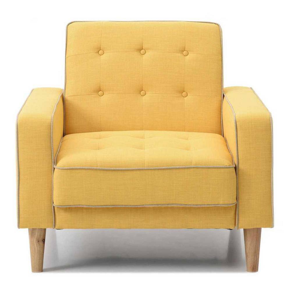 AndMakers Andrews Yellow Tufted Accent Chair PFG834AC The Home Depot