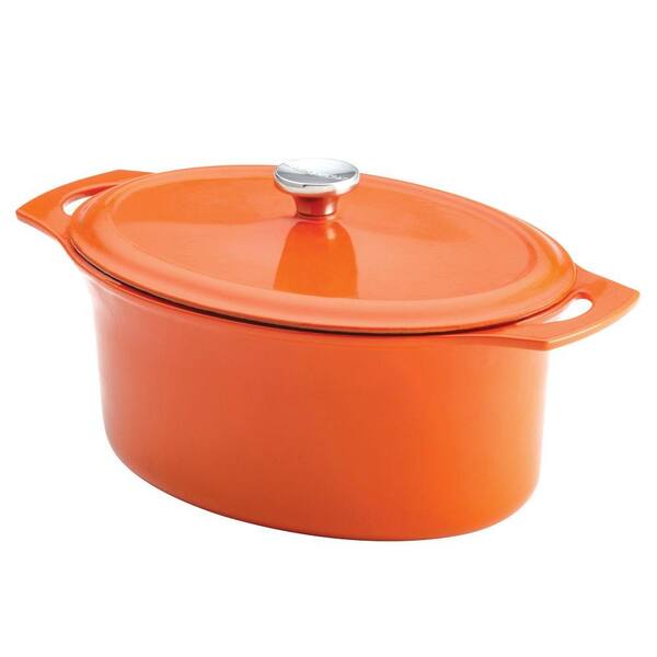 Rachael Ray Cast Iron 6.5 qt. Covered Oval Casserole in Orange