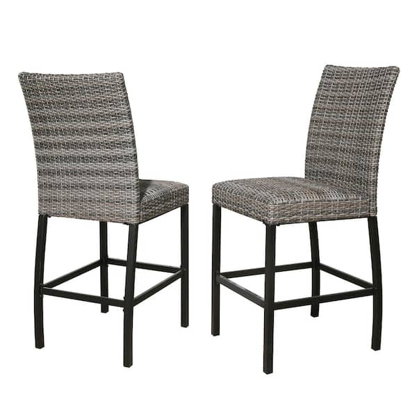 ULAX FURNITURE Wicker Outdoor Bar Stool Patio Bar Chair (2-Pack) HD ...