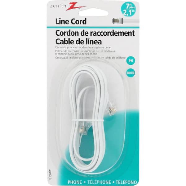 7 ft. 4-Wire Telephone Line Cord in White