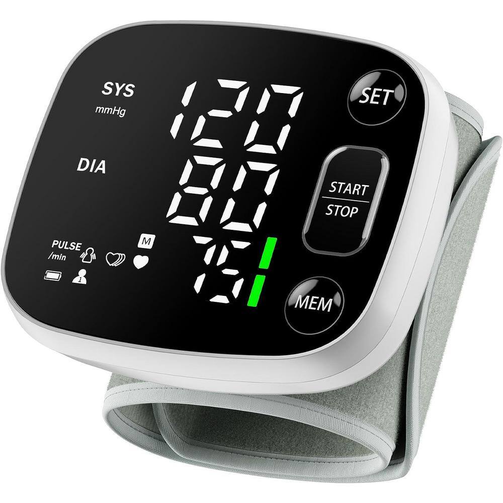 Rechargeable Blood Pressure Cuff Wrist Digital BP Monitor with LED Backlit 