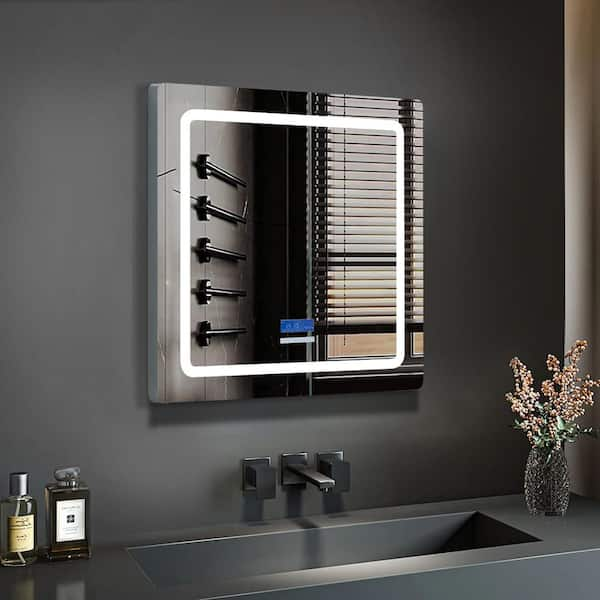 Ancerre Designs Immersion LED Frameless Mirror with Bluetooth, Defogger and Digital Display, 48 in. x 40 in.