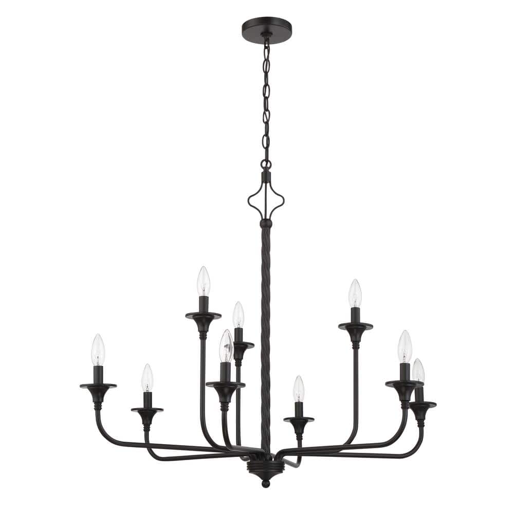 Flat Black 8-Light Candle Style Chandelier