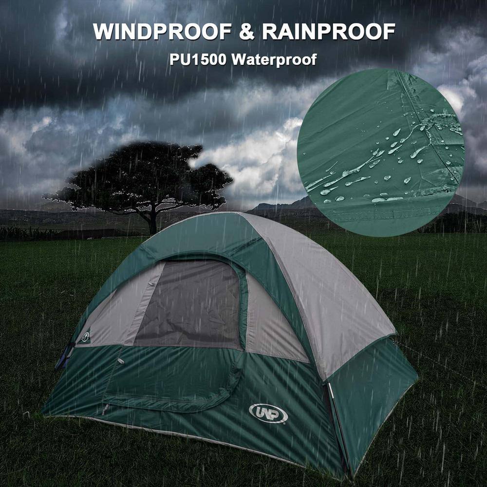 Green and Gray 4-Person Polyester Dome Camping Tent