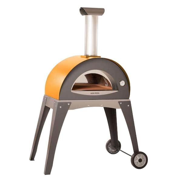 Alfa Pizza 27.5 in. x 15.75 in. Outdoor Wood Burning Pizza Oven in Yellow