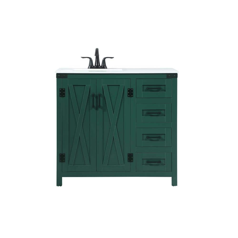 Simply Living 36 in. W x 19 in. D x 34 in. H Bath Vanity in Green with Ivor