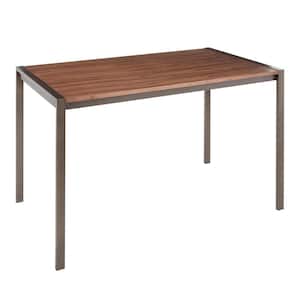Fuji Antique Metal Industrial Dining Table with Walnut Wood Top