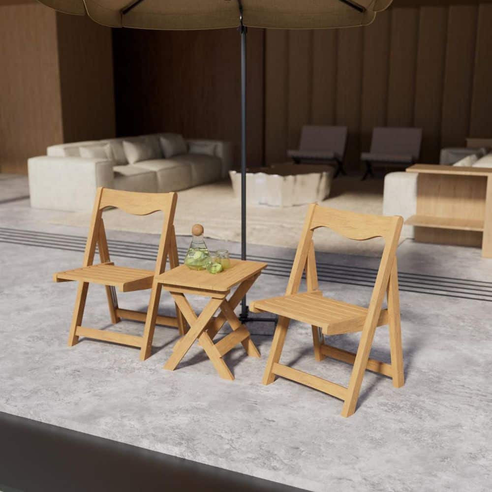 Cisvio Outdoor Bistro Set arranged on a patio under a large umbrella.