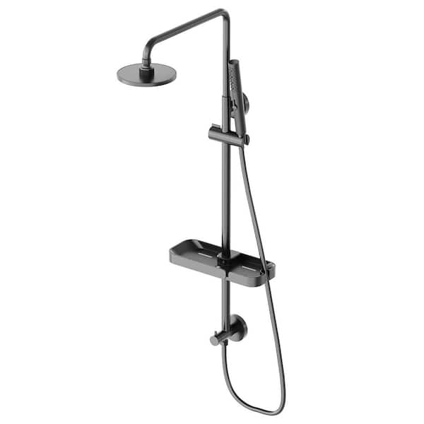 3-Spray 6 in. Dual Shower Head and Handheld Shower Head 1.8 GPM Exposed Shower Head Set in Matte Black(Valve Excluded)