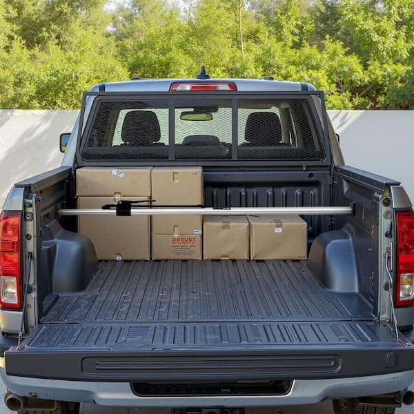 Cargo Bar, Ratcheting Cargo Bar Adjustable from 59 in. to 73 in., Heavy-duty Steel Cargos Stabilizer with Foot Pads