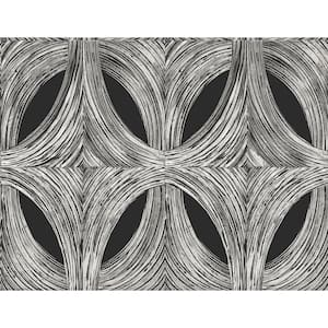 Crisscross Black/Silver Paper Non-Pasted Strippable Wallpaper Roll (Cover 60.75 sq. ft.)