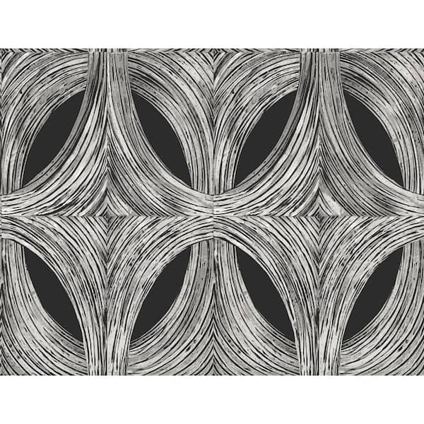 CASA MIA Crisscross Black/Silver Paper Non-Pasted Strippable Wallpaper Roll (Cover 60.75 sq. ft.)