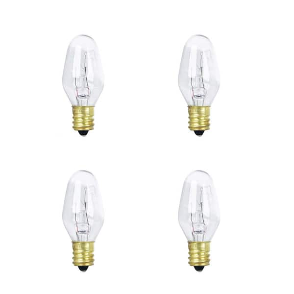 Feit Electric 7-Watt Equivalant C7 2700K Clear Incandescent E12 Night Light Bulb (4-Pack)