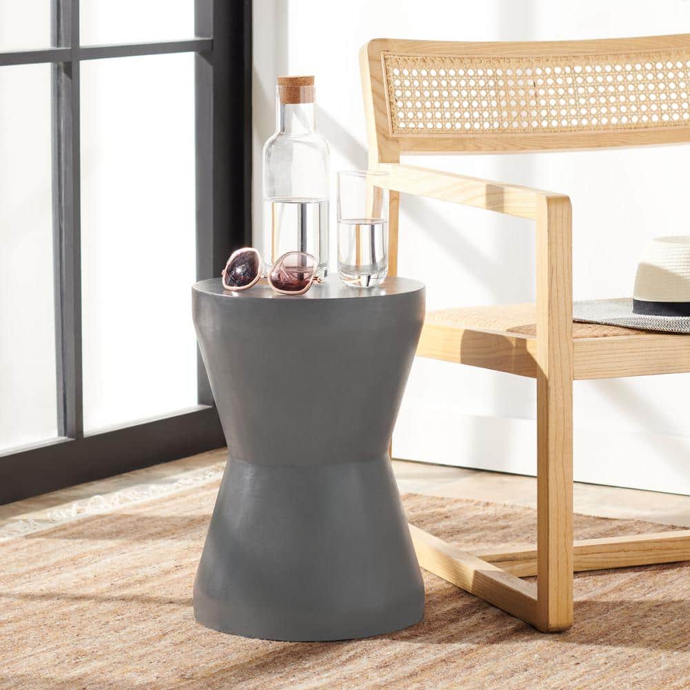 Transitional Round Acrylic Side Table in Dark Grey