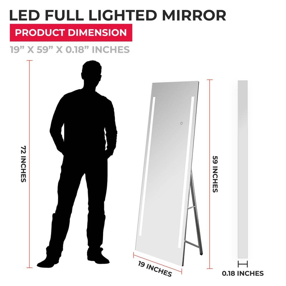 Contemporary Full-Length 59"x19" Frameless LED Vanity Mirror