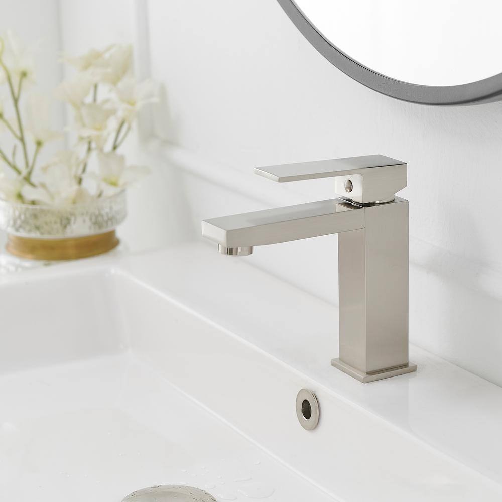 Brushed Nickel Single Handle Modern Bathroom Faucet
