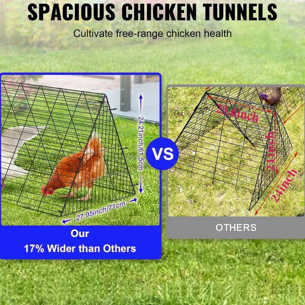 ATENGNES 118.1 in. x 28 in. x 24.2 in. Outside Portable Chicken Tunnels Fence Kit Suitable for Chickens, Ducks, Rabbits