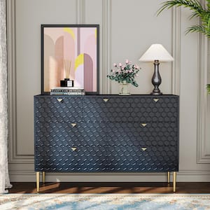 Blue Modern Indoor Accent Storage Cabinet with 7 Drawers