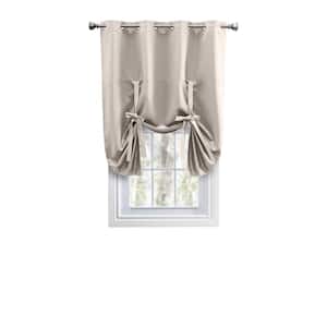 Ultimate Blackout Ivory Solid 55 in. W x 63 in. L Grommet Blackout Curtain Tie Up Panel
