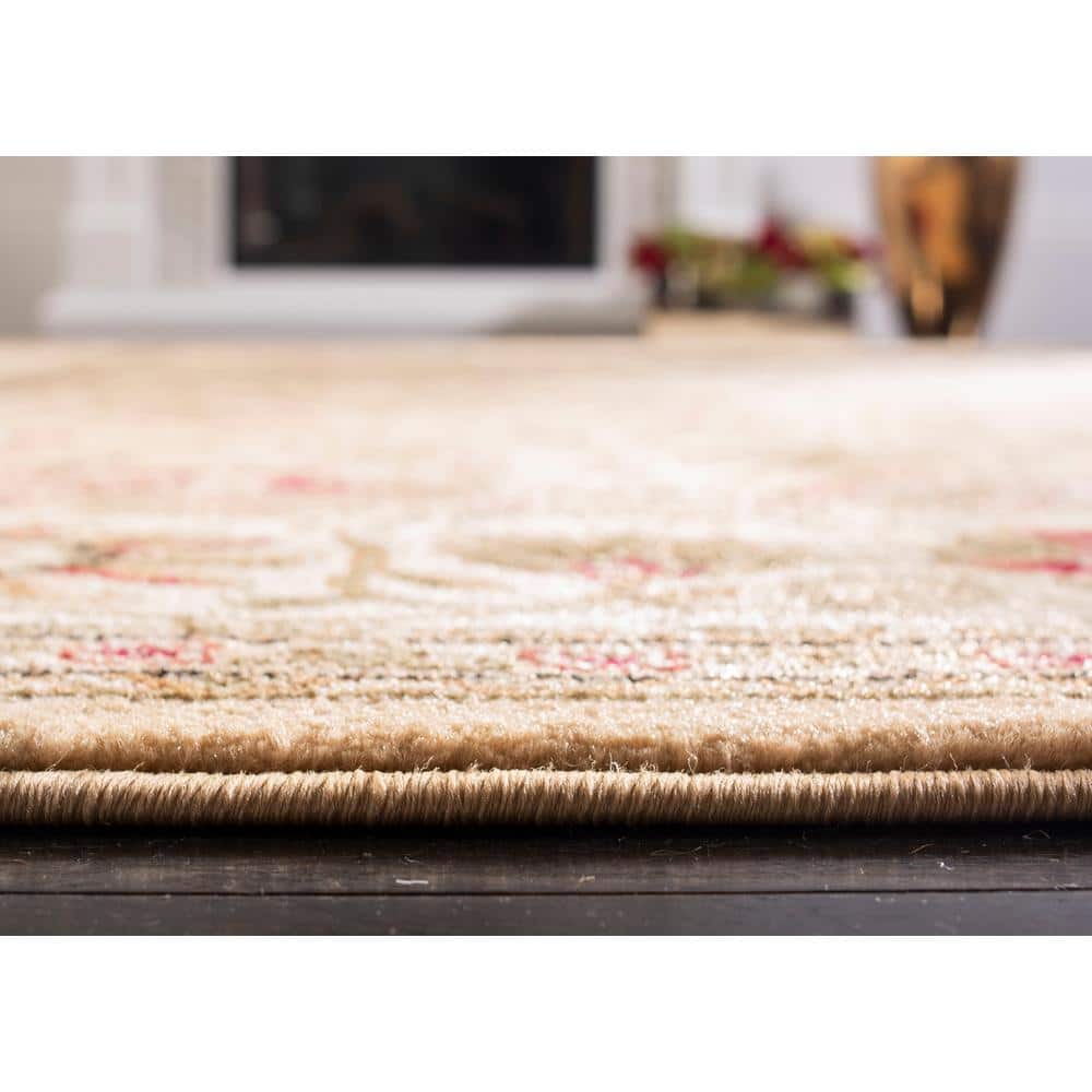 Handmade Ivory Floral Rectangular Synthetic Area Rug
