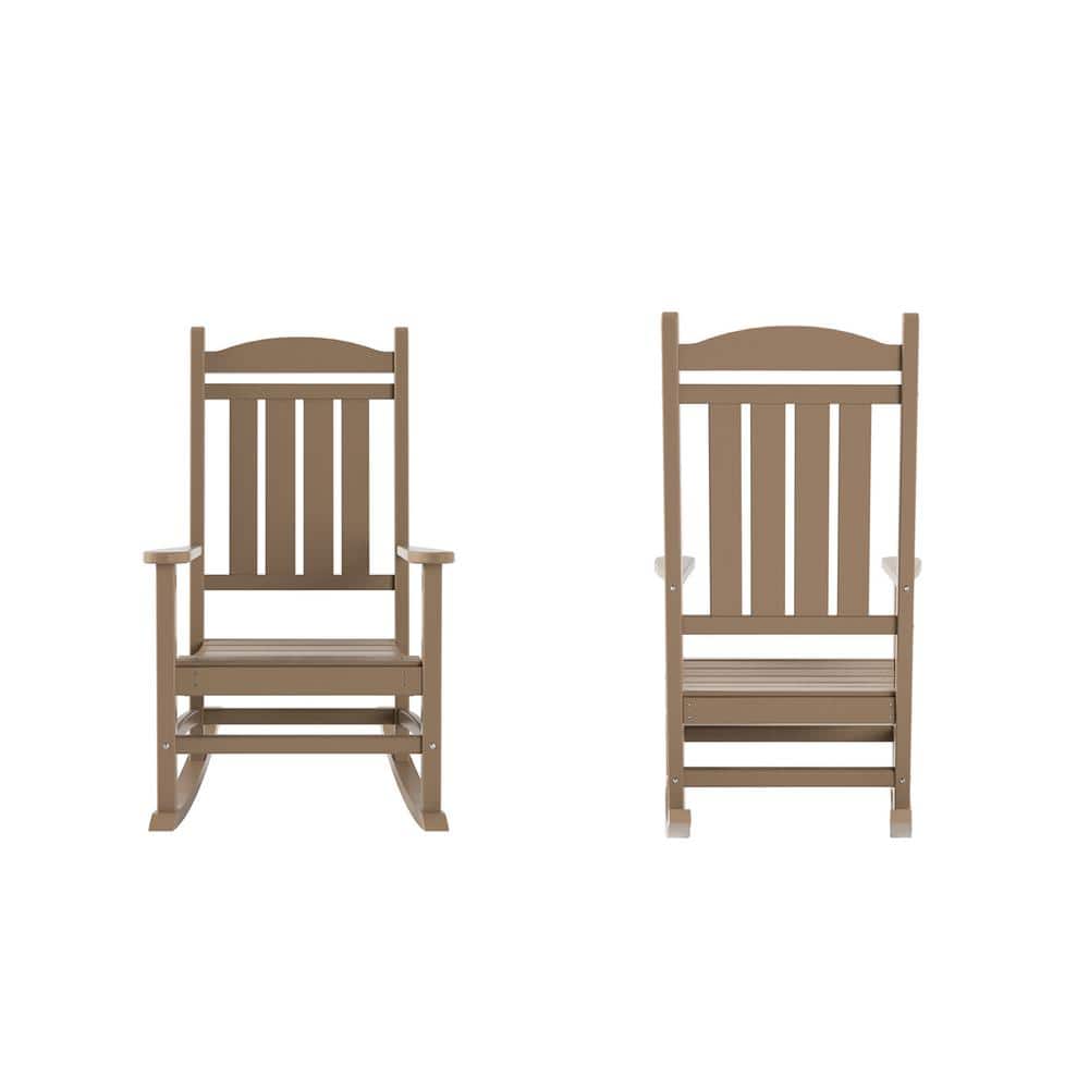 Weathered Wood Outdoor Rocking Armchair with Plastic Frame