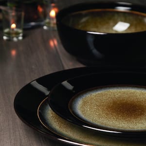 Bella Galleria 16-Piece Casual Taupe and Black Stone Dinnerware Set (Service for 4)