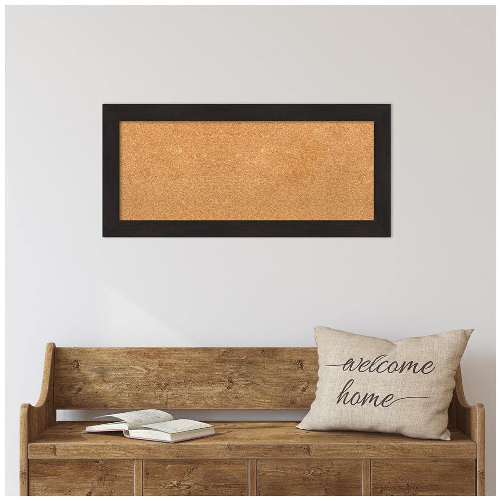 Espresso Narrow Framed Natural Cork Bulletin Board 36" x 19"