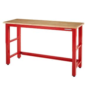 6 ft. Adjustable Height Solid Wood Top Workbench in Red for Ready to Assemble Steel Garage Storage System