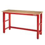 6 ft. Adjustable Height Solid Wood Top Workbench in Red for Ready-to-Assemble Steel Garage Storage System