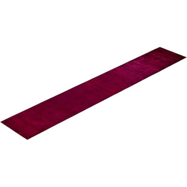 Overdyed Pink 2 ft. x 16 ft. Solid Wool Indoor Runner Rug