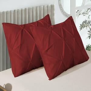 30"L x 20"W Pillow Shams Available for All Season, Ultra Cozy and Breathable, Flower pulling design, 2 Pack, Red