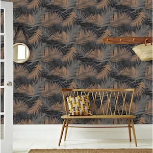 Jungle Glam Black/Copper Wallpaper Sample