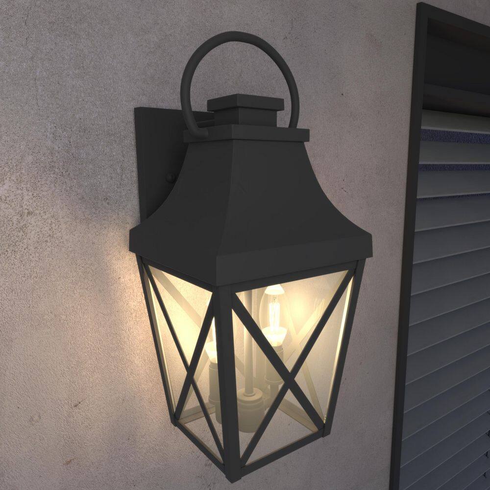 16 in. Black Outdoor Hardwired Wall Lantern Scone Exterior Wall Light Fixture with No Bulbs Included (1-Pack) price history on PriceWatchPro