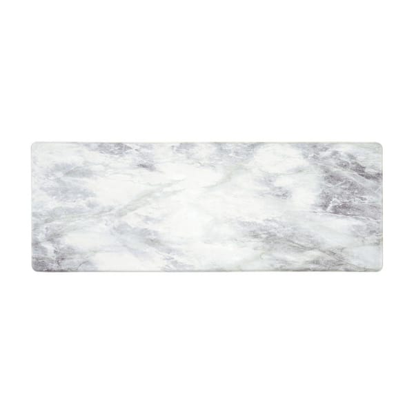 World Rug Gallery White Kitchen Marble Pattern 18 in. x 47 in. Anti Fatigue Standing Mat