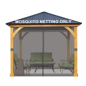 12 ft. x 12 ft. Universal Replacement Mosquito Netting for Patio Gazebos with Zippers (Mosquito Net Only) - Gray