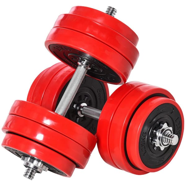 Adjustable Dumbbell Set, 66 lbs. Convertible to Barbell Weight Set