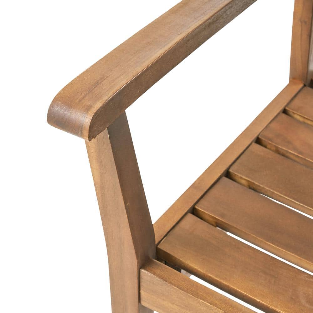 Teak Finish Acacia Wood Outdoor Dining Chairs, Set of 2