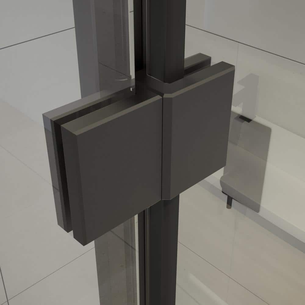 60'' Black Framed Glass Shower Enclosure with Acrylic Base