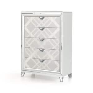 Rusconi 5-Drawer White Chest of Drawers (54 in. H X 38.38 in. W x 17.75 in. D)