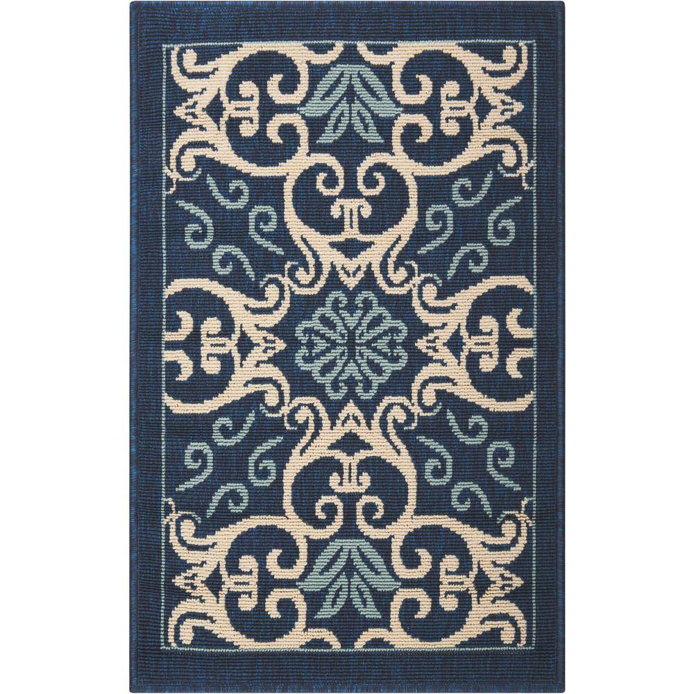 Nourison Caribbean Navy 3 ft. x 4 ft. Botanical Transitional Indoor