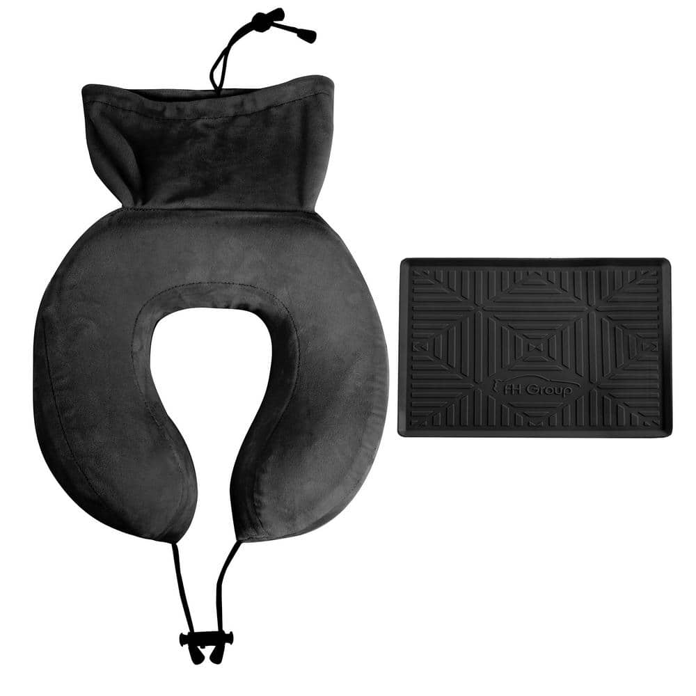 Cushion Lab Black Ergonomic Travel Neck Pillow