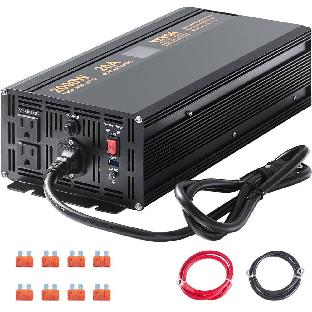 VEVOR 2000-Watt 2.7 HP Sump Pump Battery Backup System Auto Switches Battery Inverter Power for Continuous Sump Pump Operation
