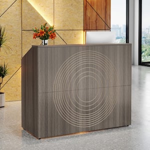 Moronia 47 in. Rectangular Gray Wood Desk, Reception Desk with Counter, Modern Front Desk Retail Counter Checkout Table