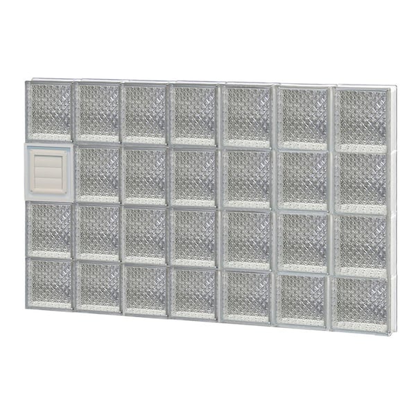 Clearly Secure 40.25 in. x 29 in. x 3.125 in. Frameless Diamond Pattern Glass Block Window with Dryer Vent