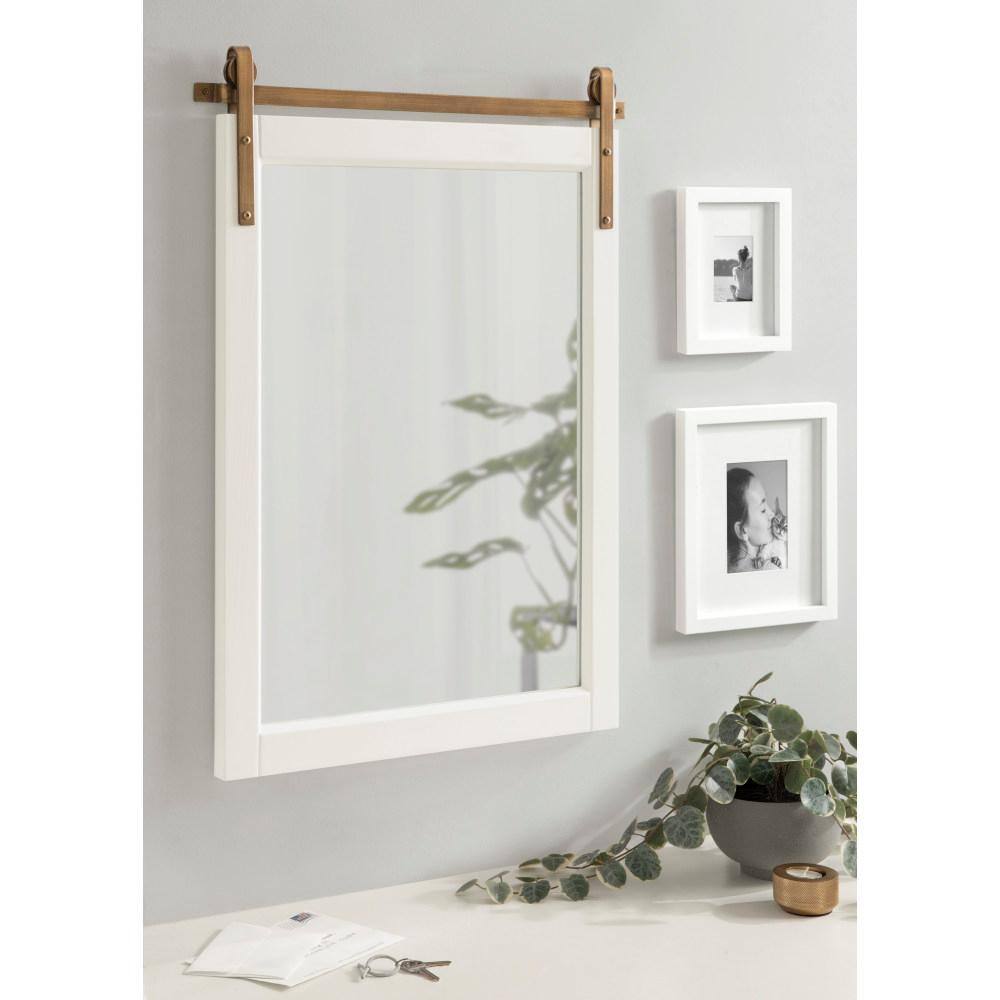 White and Gold Rectangular Wood Framed Wall Mirror
