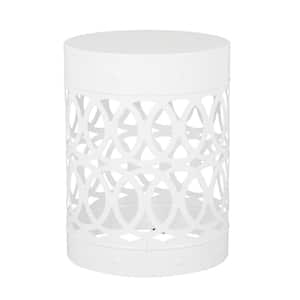 Holt White Cylindrical Metal Outdoor Patio Side Table