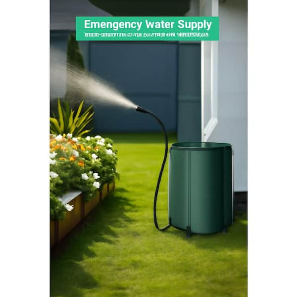 50 gal. Green PVC Collapsible Rain Barrel Water Storage Tank with Hose Spigot