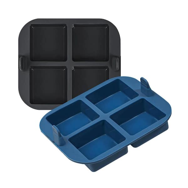 4-Piece Silicone Square Brownie Baking Pan Set Nonstick Mold with Collapsible Handles for Oven Air Fryer